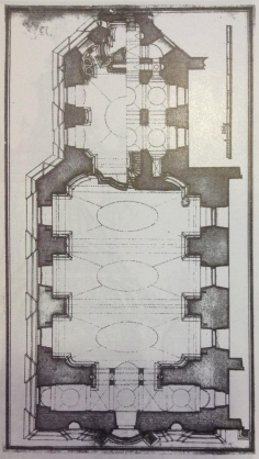 pôdorys piaristického kostola z r. 1745