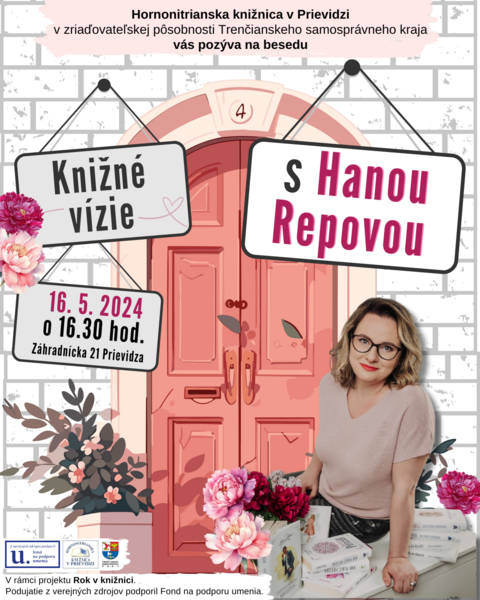 Knižné vízie - Beseda s Hanou Repovou Knižné vízie - Beseda s Hanou Repovou