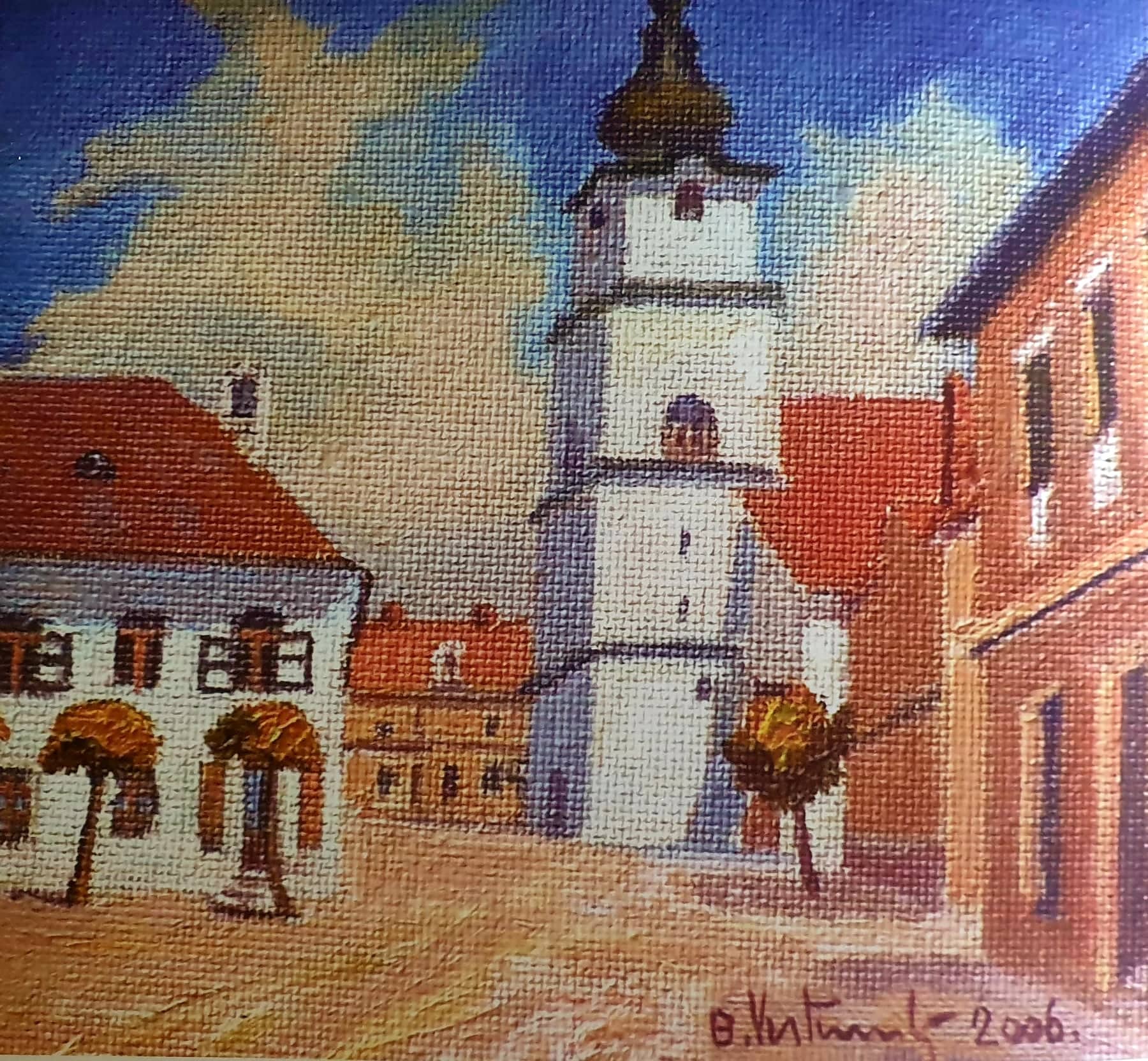 obraz "Prievidza - námestie z roku 1949" od Bazila Vestenického