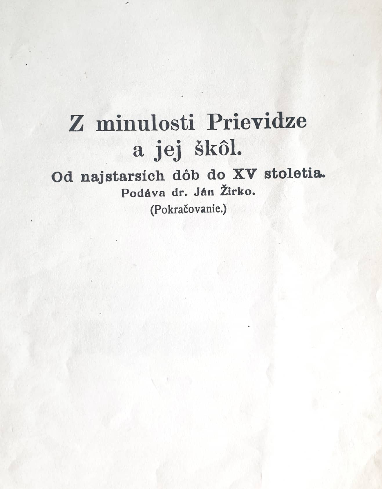 publikácia "Z minulosti Prievidze a jej škôl"