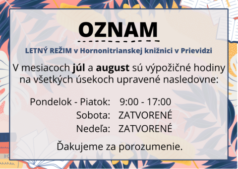 Letné otváracie hodiny 
