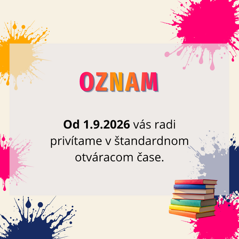 Štandardné otváracie hodiny od septembra