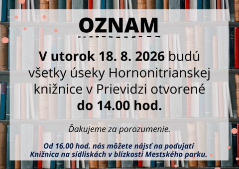 Zmena otváracích hodín