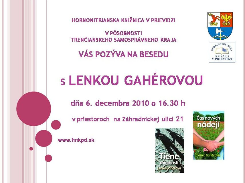 Beseda s Lenkou Gahérovou