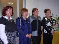 Oslavné riaditeľské foto: zľava Mgr. Čižmárová, Mgr. Húsková, Mgr. Baničová a Mgr. Myšiaková